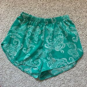 Green Floral shorts